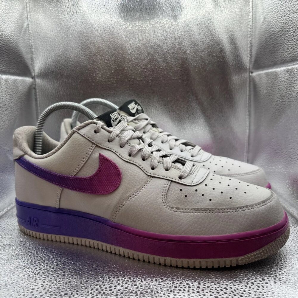 Size -11.5 Nike Air Force 1 Gradient Vast Grey Hyper Grape Mens Lace-Up Sneakers